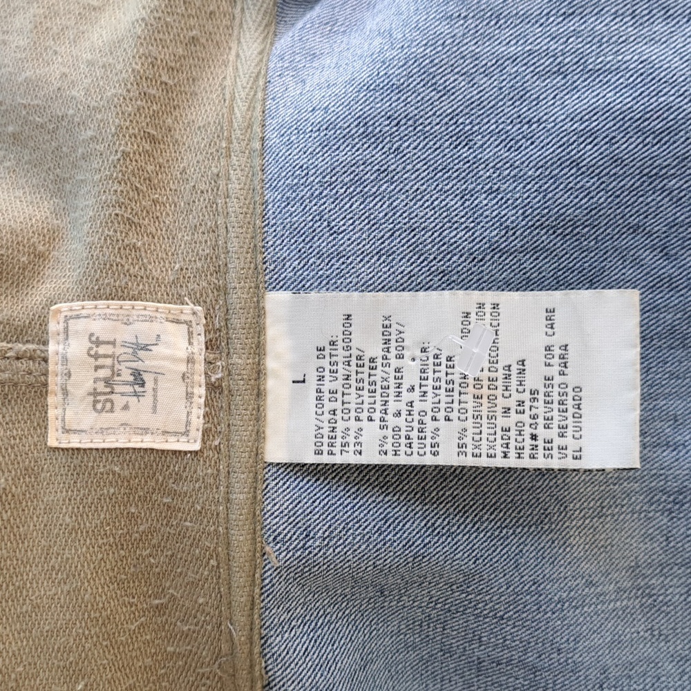 Vintage Y2k 2000s Stuff by Hilary Duff Large Denim Jacket Hood Combo Embroidery - Picture 16 of 17